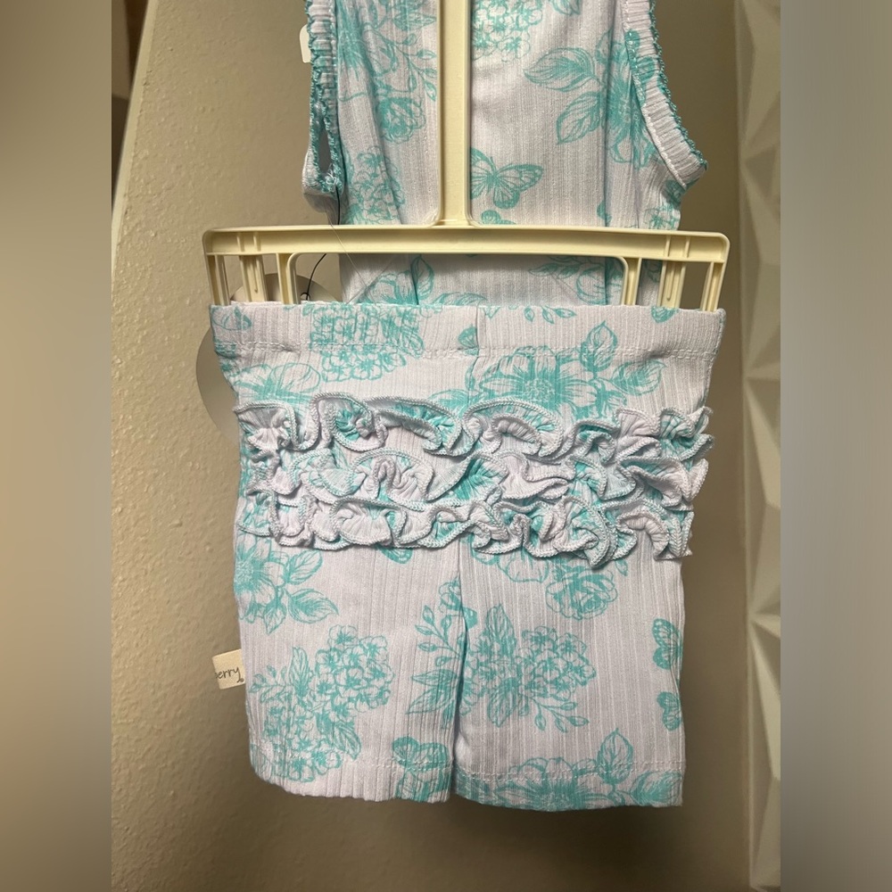 Milkberry Baby Girl Floral Tank Bodysuit with Shorts and Headband 3 Piece Set - Picture 2 of 2
